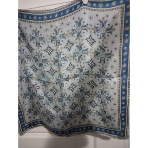 Vintage Burmel Blue Geometric Paisley Square Scarf 26" Small Neck Scarf Retro